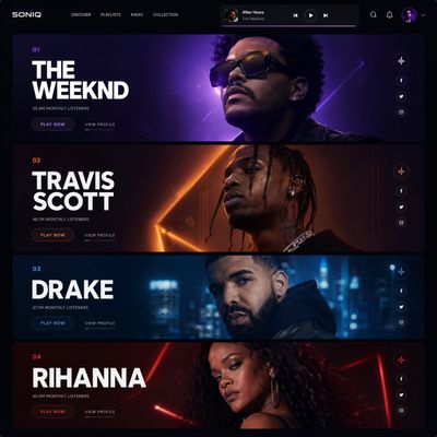 Futuristic Music Streaming UI: A Cyberpunk Showcase