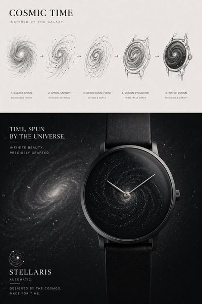 Cosmic Time: Minimalist Watch Evolution Poster