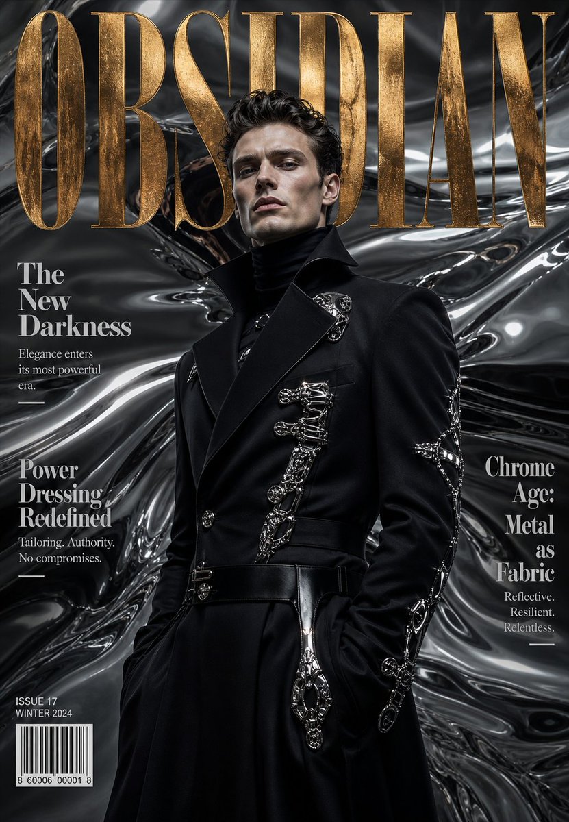 Obsidian Couture: Sculpted Elegance in Liquid Mercury