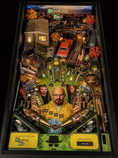 A detailed top-down view of a premium Star Wars pinball machine