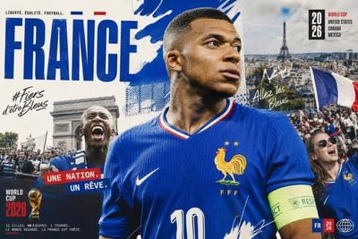 Heroic footballer stands before nation's iconic landmarks and fans
