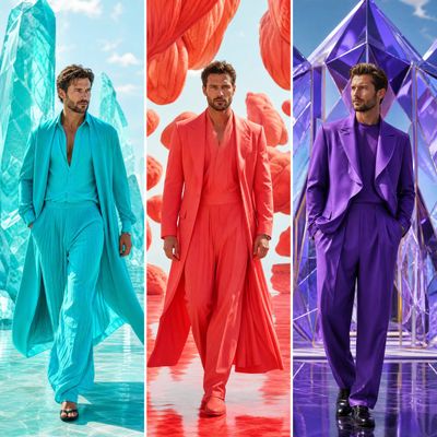 Stylish Hollywood Male in Vibrant Luxury Fashion Editorial Collage
