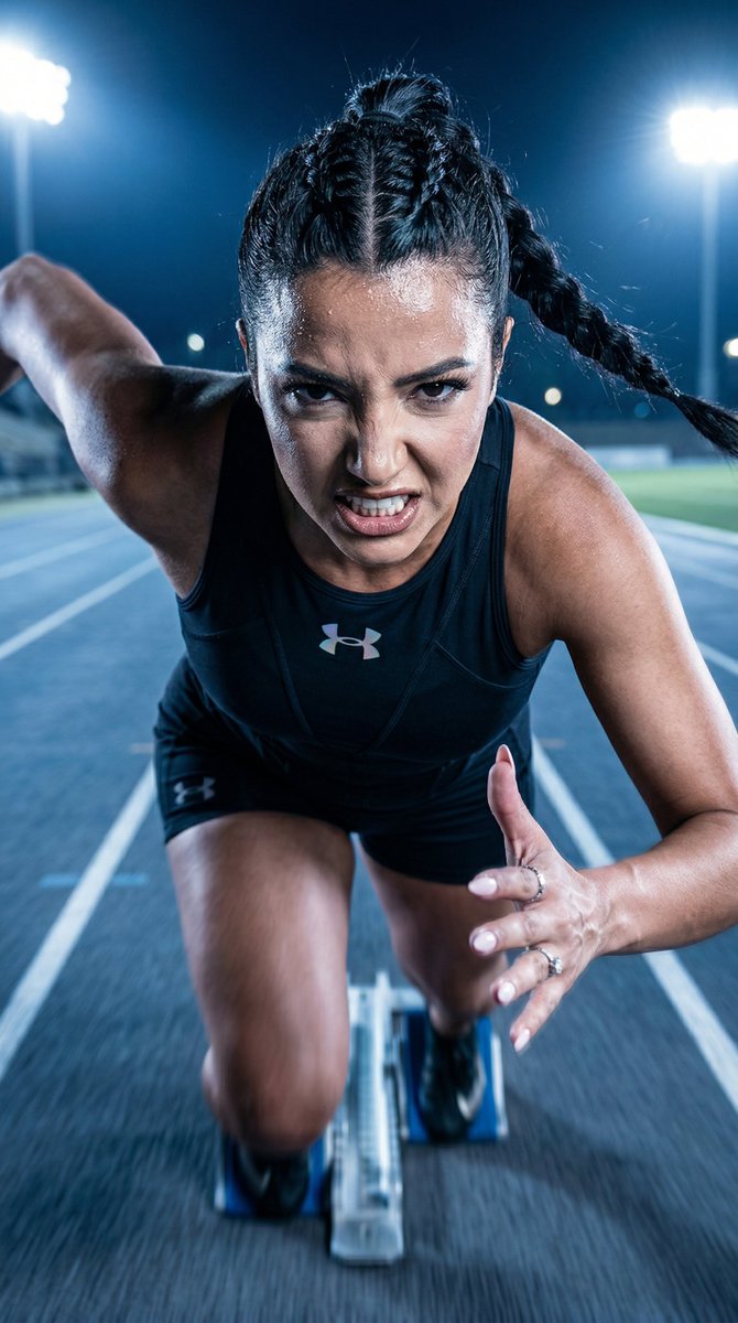 Explosive Launch: Athletic Power in Electric Blue Under Armour