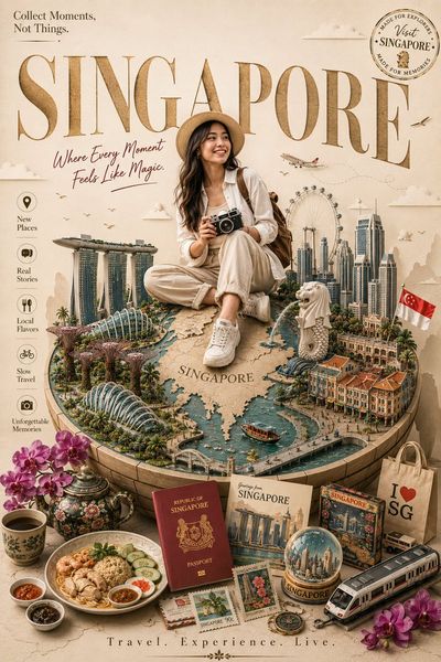 Smiling traveler sits on a paper-cut globe diorama of Paris