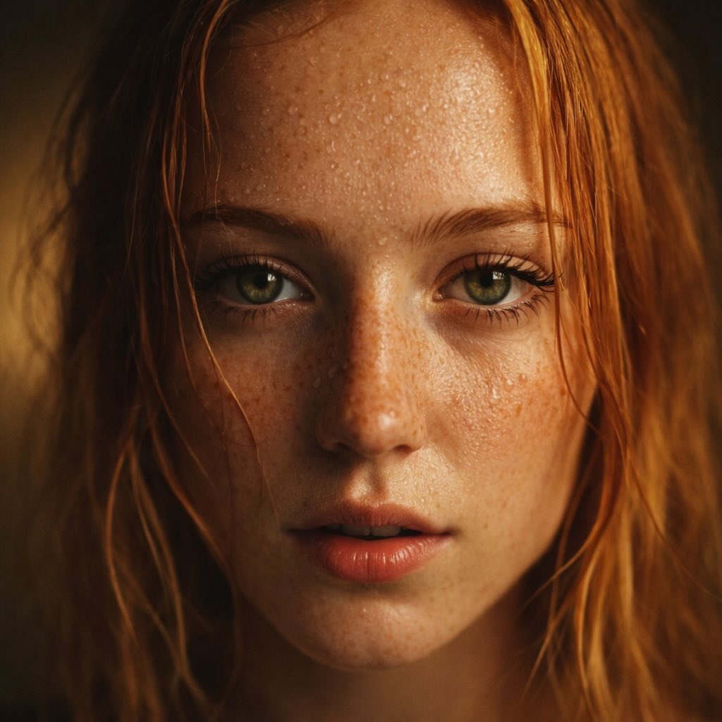 Freckled Beauty in Cinematic Detail