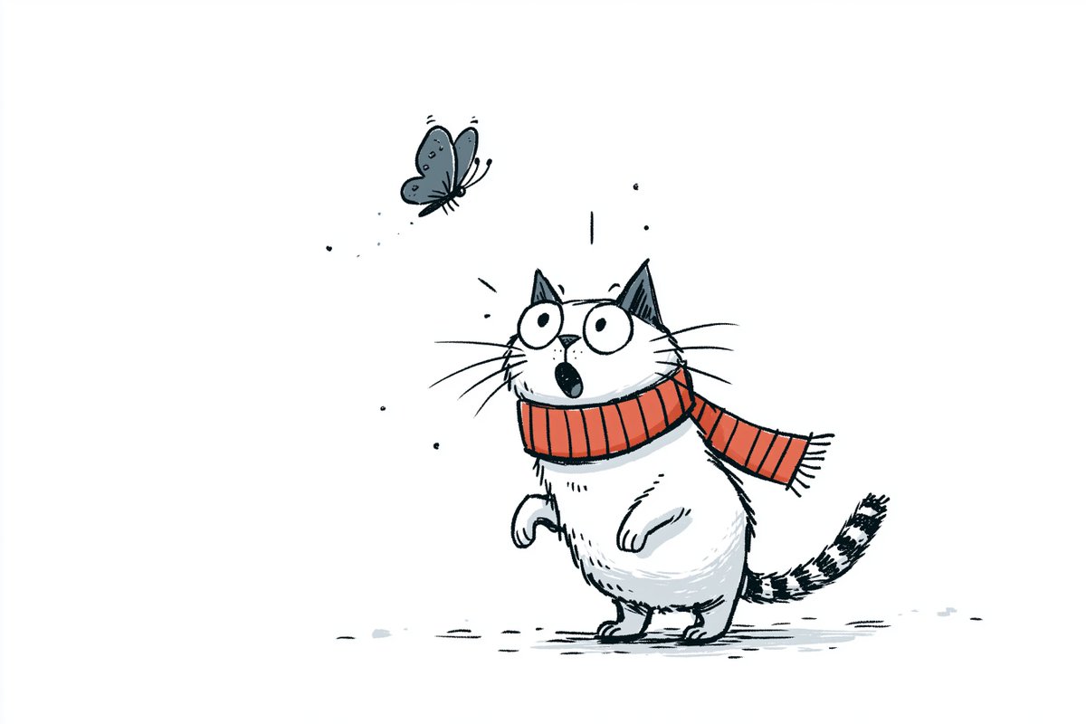 A quirky character in mismatched socks skips joyfully with a wide grin.