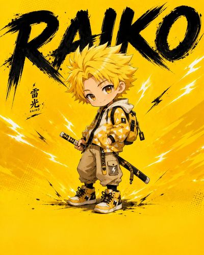 Young hero with spiky yellow hair wields his sword confidently.