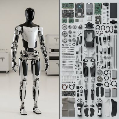 Tesla Optimus Disassembled in Precision Grid