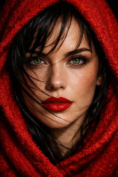 Red-Hooded Intensity: A Stark Beauty
