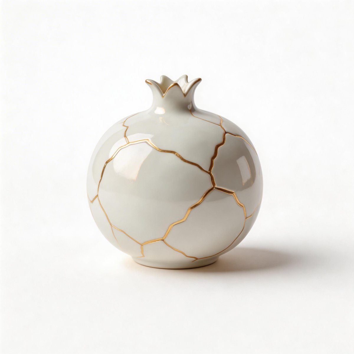 Exquisite Kintsugi Pomegranate: Gold-Infused Porcelain Artistry