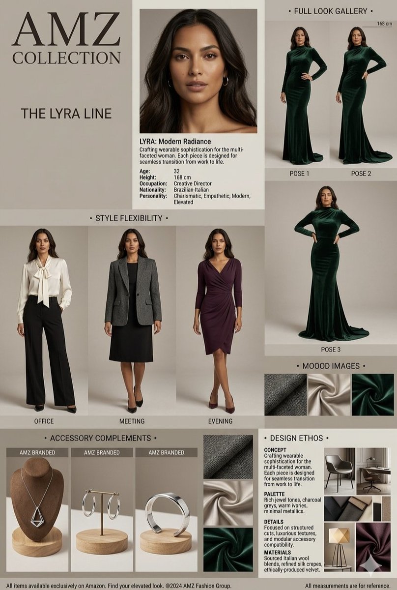 Brazilian-Italian model poses in emerald velvet gown for catalog