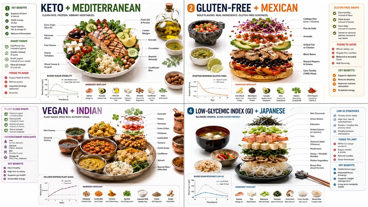 Vegan Japanese feast with blood sugar graph and substitution tips