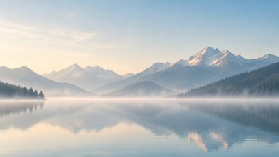 Muted Pastel Hills Dissolve Into Soft Diffused Morning Light