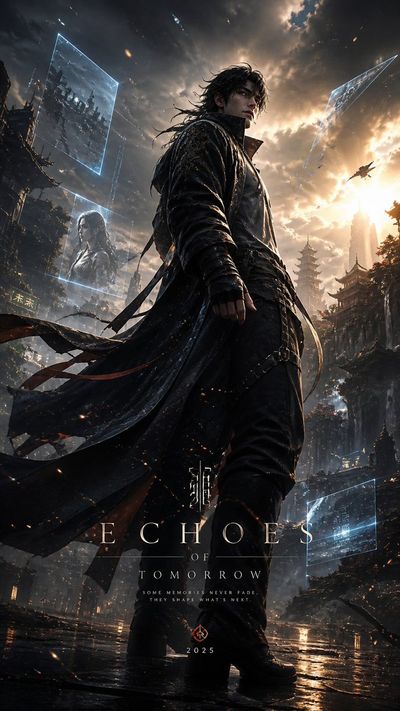 Cinematic Hero Amid Layered Urban Ruins