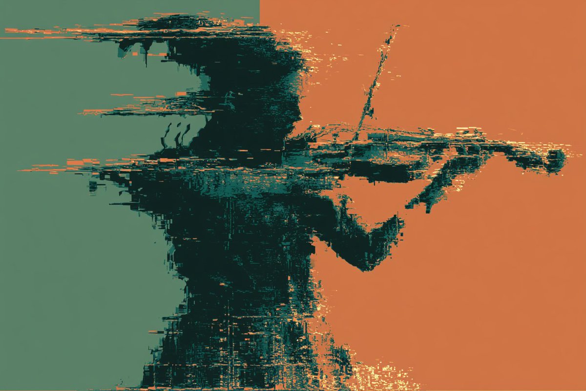 Glitching Silhouette in Neon Static