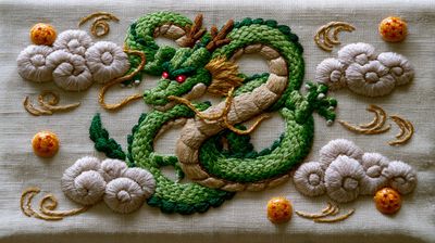 Intricate hand-embroidered still life captures pop culture icon in thread