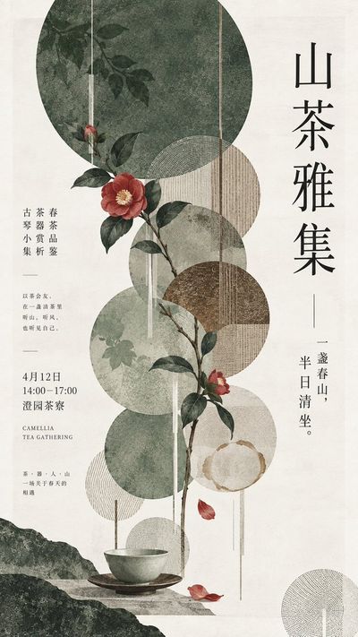 Designing an Elegant Vertical Poster with Geometric Circles and Subtle Textures
