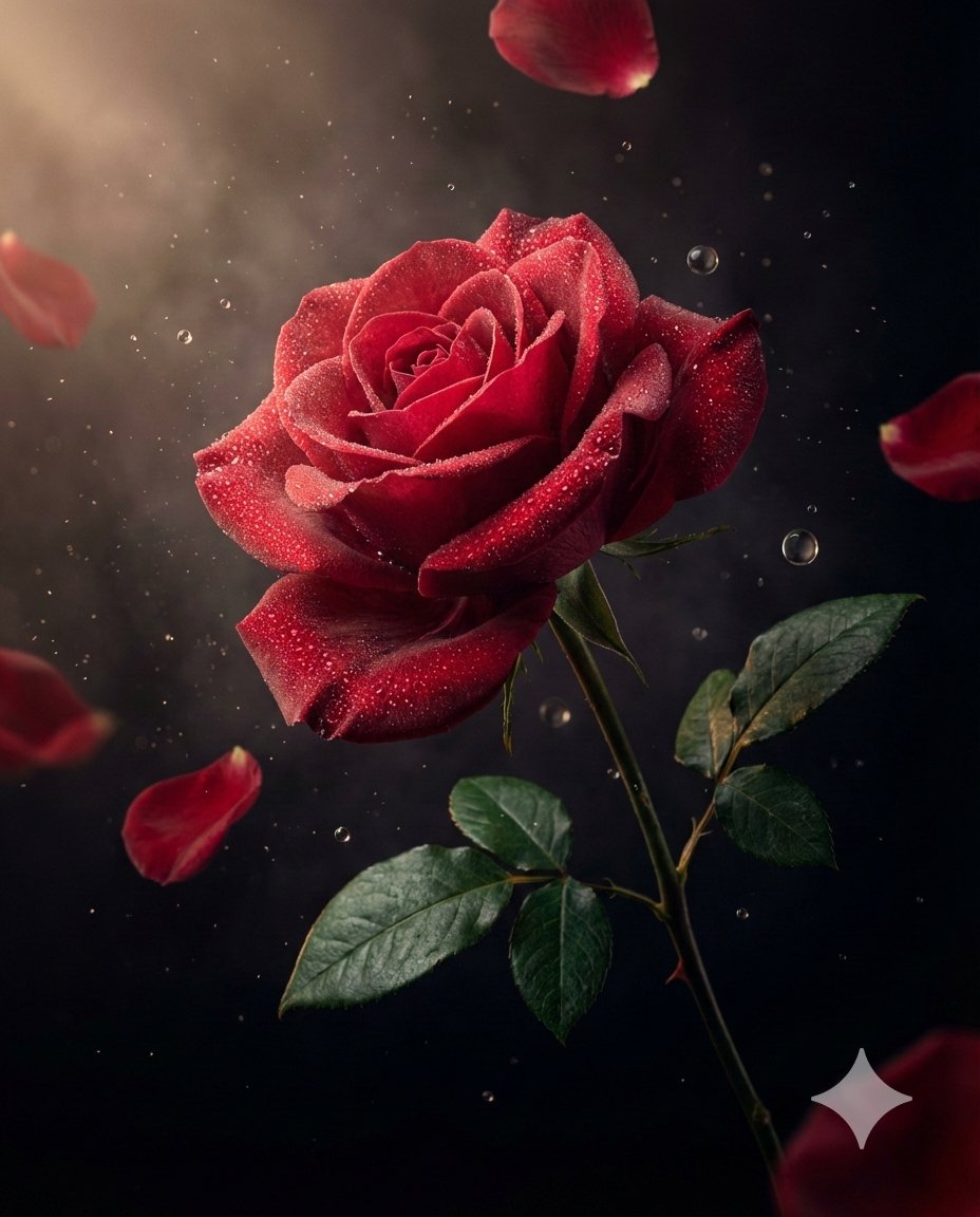 Velvet Red Rose in Cinematic Luxury