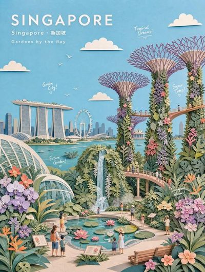 Cherry blossoms frame Kyoto's Kinkaku-ji in a paper-cut travel poster