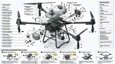 Exploded drone reveals every component in precise vertical layers