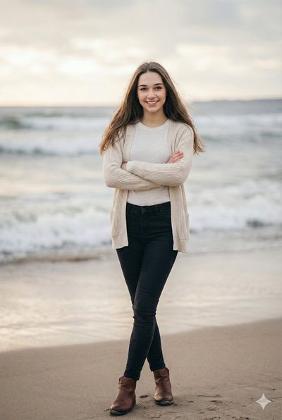 Serene Elegance on a Winter Beach