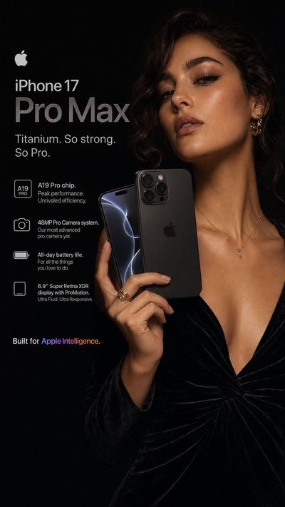 Hyperrealistic iPhone 17 Pro Max in Cinematic Editorial Shot