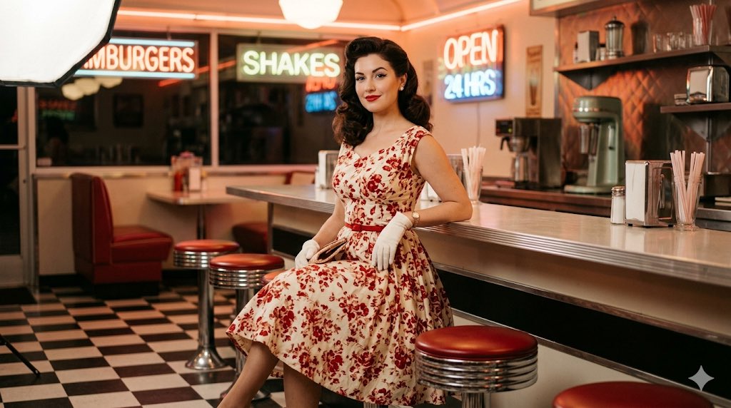 Glamour in a 1950s Diner