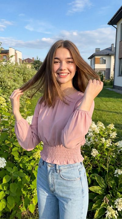 Sunny Garden Vibes with a Joyful Smile