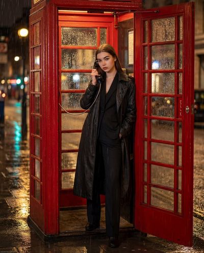 Elegant Confidence in Rainy London: A Cinematic Fashion Moment