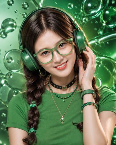 Captivating Studio Portrait of a Stylish Young Woman in Green