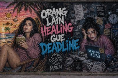 Contrast of Calm and Chaos: A Split Mural Narrative