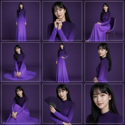 Elegant Minimalism in Fashion: Nine Distinct Portrait Poses
