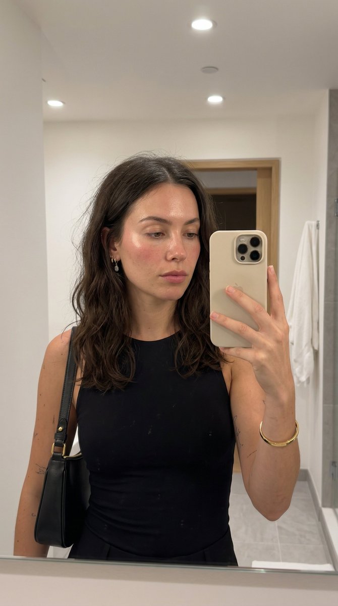 Authentic Mirror Selfie in a Modern Bathroom