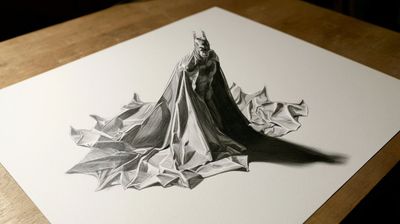 Spider-Man swings from a pencil sketch in 3D pop-up art