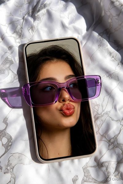 Smartphone Selfie Meets Playful Sunglasses Illusion