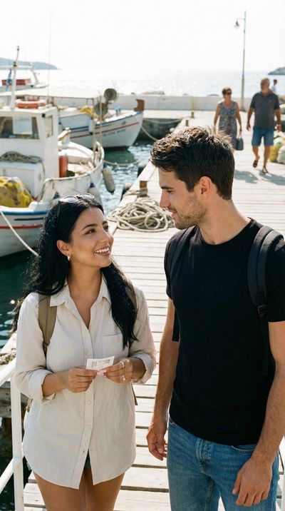Sun-Kissed Arrival at Aegean Harbor