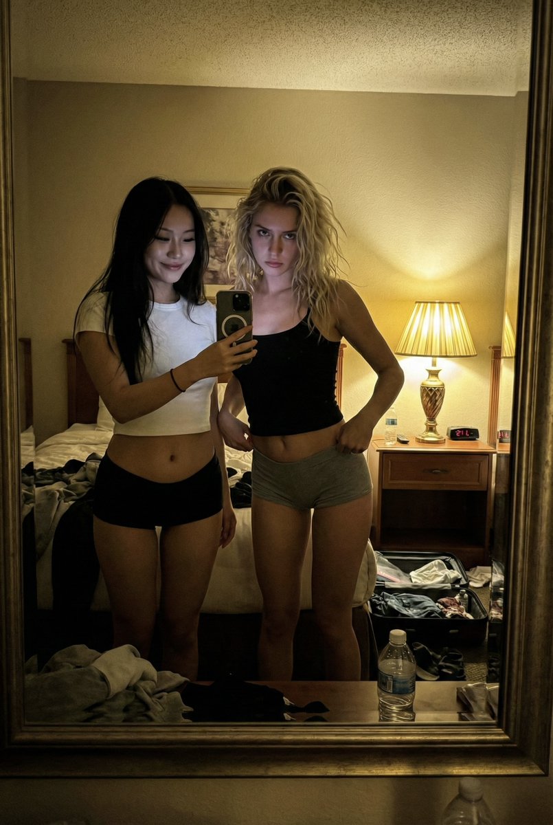 Besties in Chaos: A Mirror Selfie