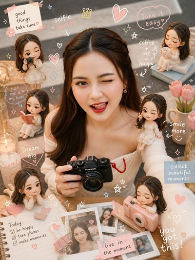 Charming Pastel Scrapbook with Mini Chibi Figures