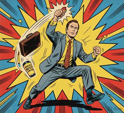 Dynamic Comic Hero Portrait with Bold Colors and Ink