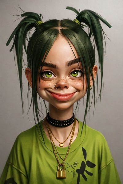 Cartoon Bellie Eilish with a Gemini Twist