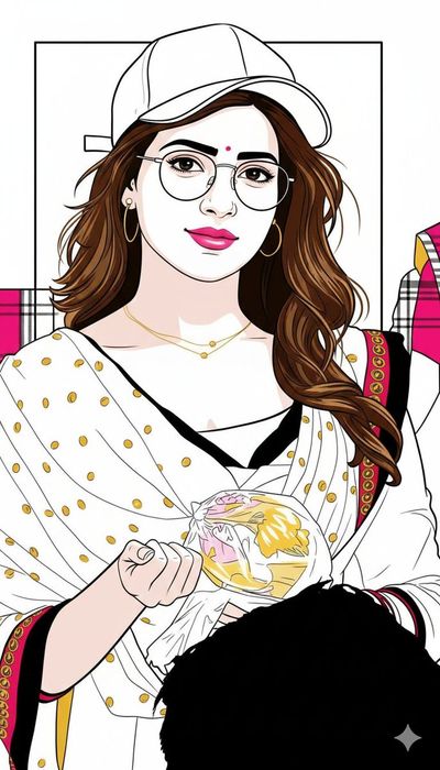 Bold Pop Art Portrait of a Chic Young Woman