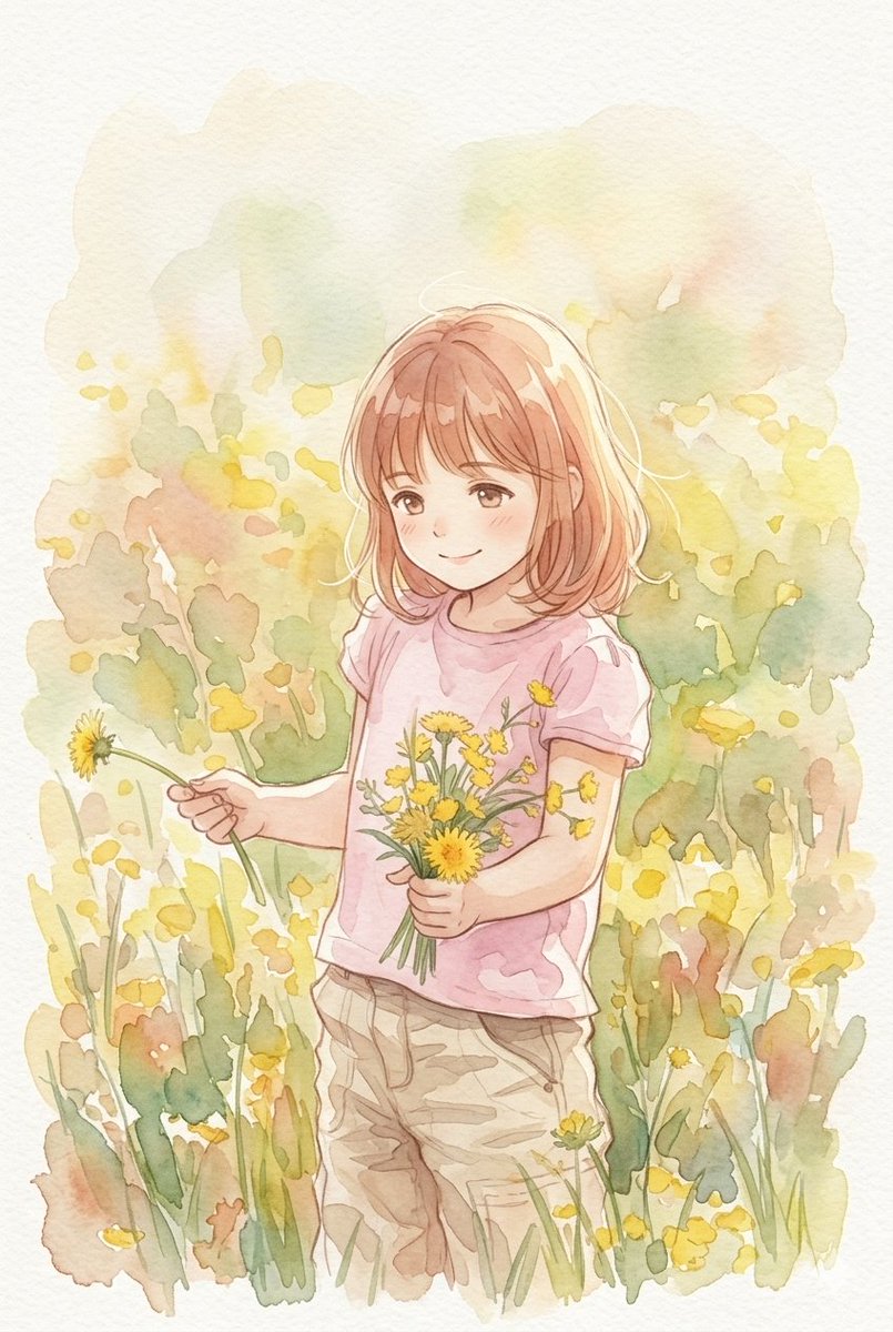 A young girl chases butterflies through a sunny meadow