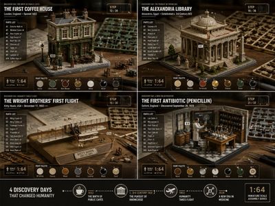 An isometric micro-scale coffee shop on a hobby workbench