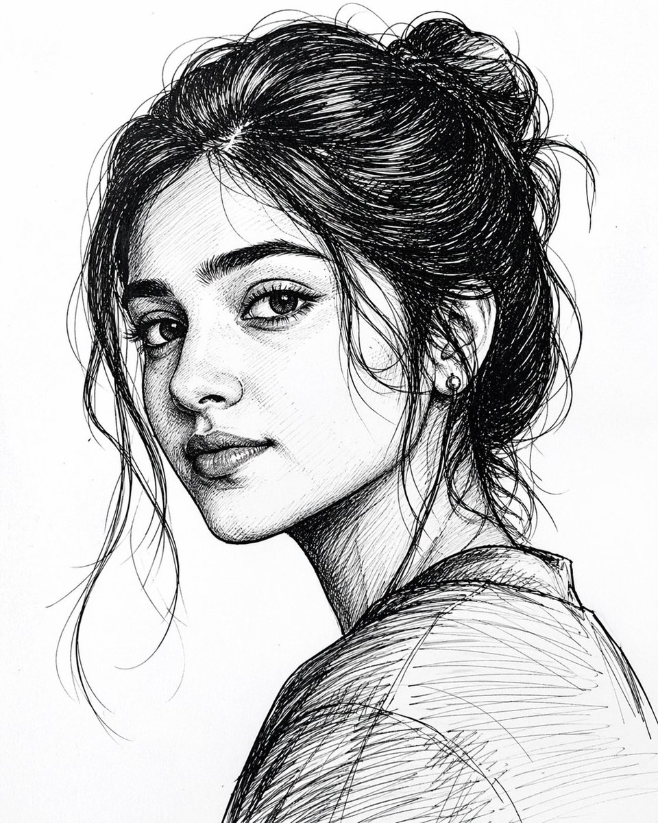 Elegant Ink: A Portrait of Depth and Detail