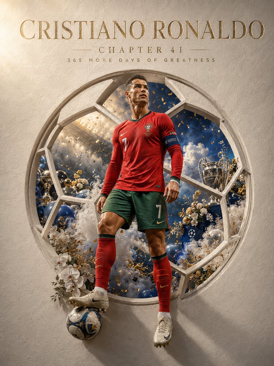 Cristiano Ronaldo emerges from carved stadium arch in luxury editorial portrait