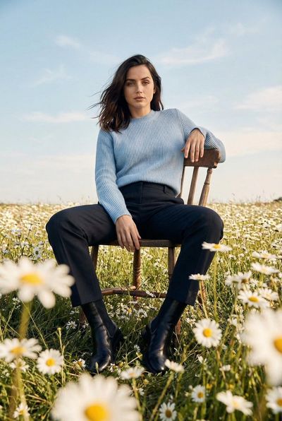 Cinematic Portrait of Calm in a Daisy Meadow
