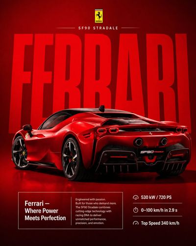 Ferrari SF90 Stradale: Power and Precision in Red