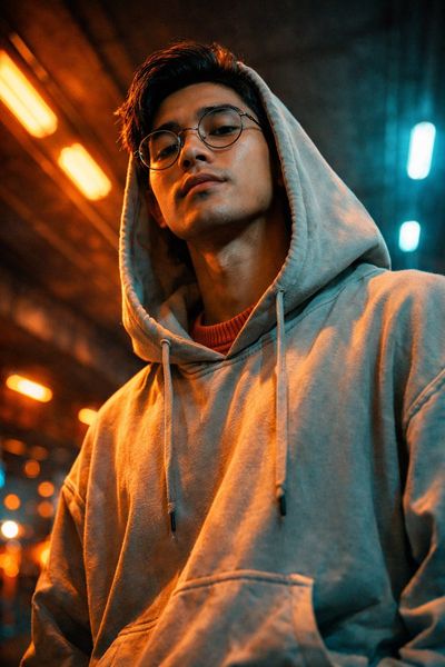 Urban Night Vibes: Bold Fashion in Neon Glow