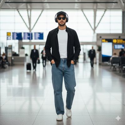 Sleek Traveler in Style at the Airport