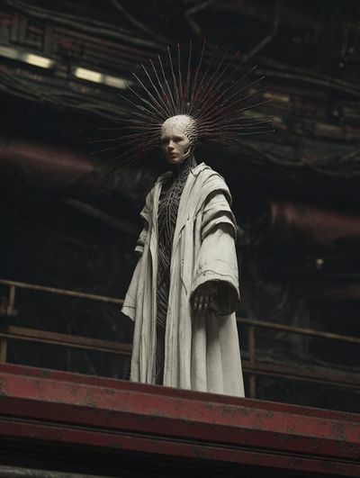 Regal Cybernetic Monarch in a Rusted World